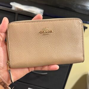 Coach Beige Leather Zip Wallet